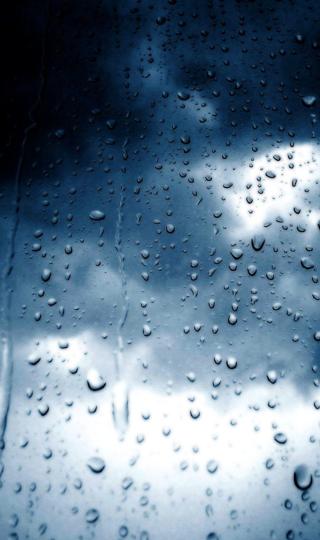 风景 水珠 水滴 蓝色 玻璃 下雨 动态 动态壁纸