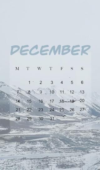 2020年12月唯美雪山日历