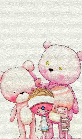 可爱的小熊主屏控粉色少女心壁纸