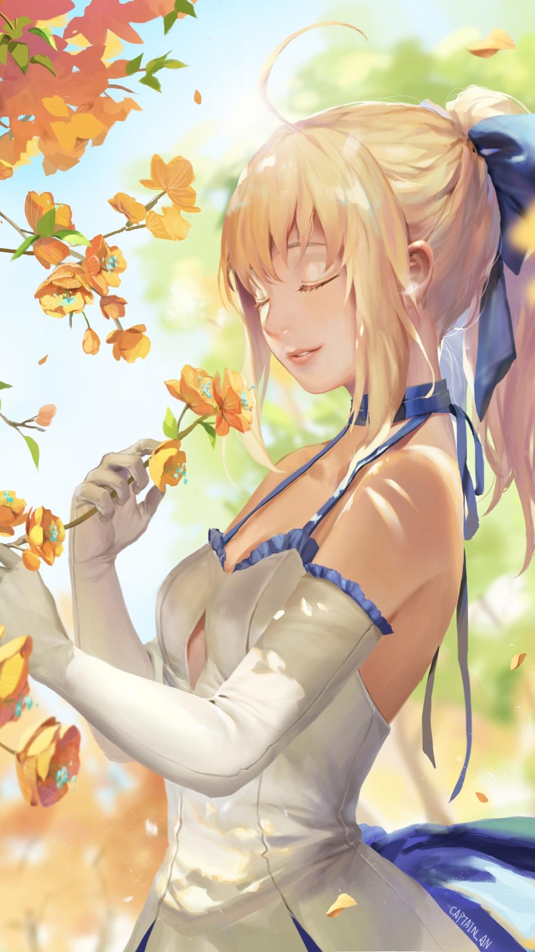 命运 连衣裙美女 Fate_Grand Orde Saber Saber Lily 手机壁纸