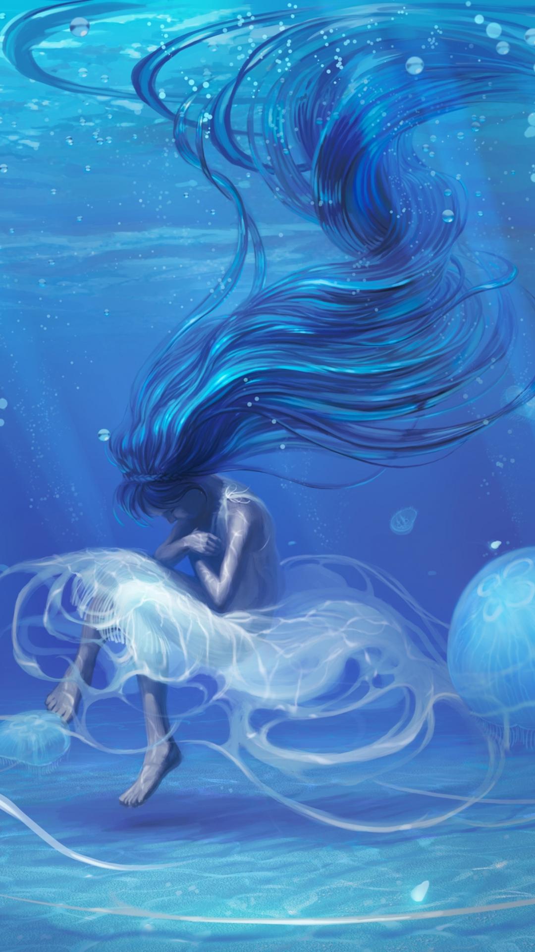 水下长裙女孩唯美手机壁纸
