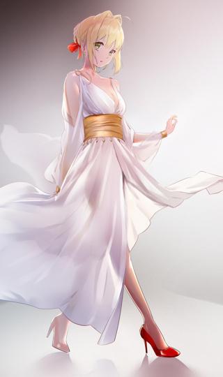 命运女生 白色礼服 裙子 高跟鞋 手机壁纸