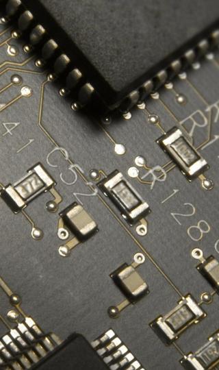 精美与芯片连在一起的电路板背景图