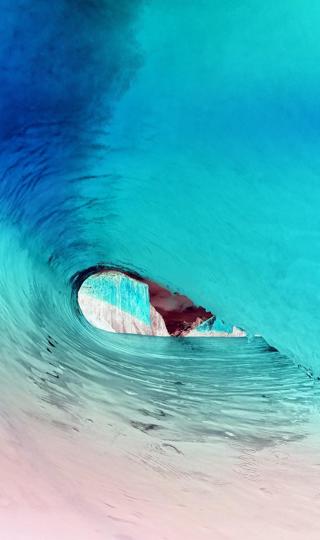 优美迷人的蓝色海浪手机壁纸图片