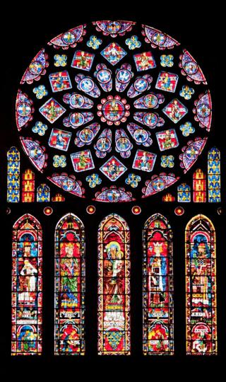高清巴黎圣母院玻璃花窗高清手机壁纸