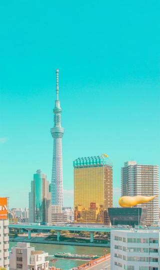 东京晴空塔糖果色风景背景图