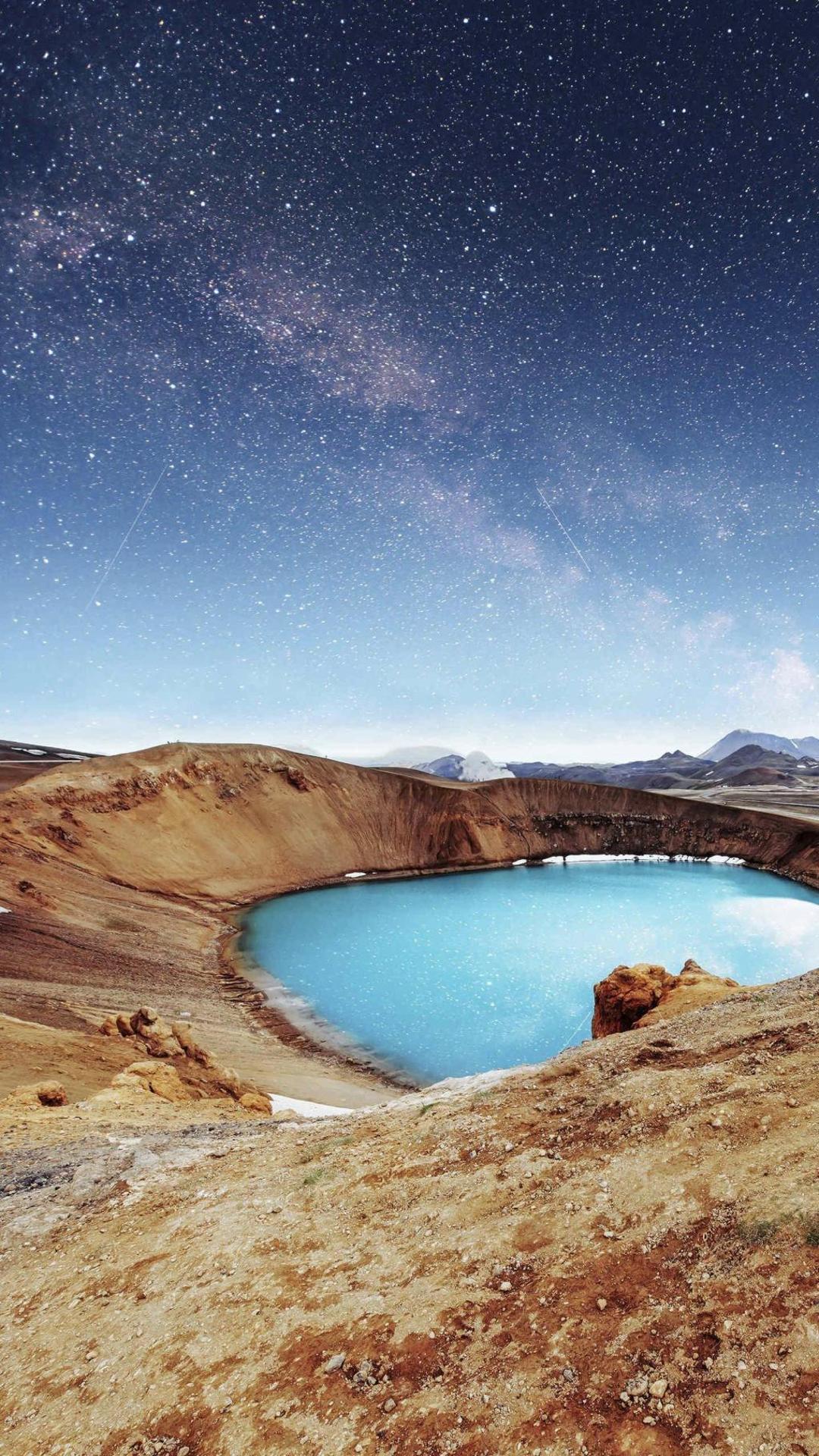 好看的最美火山湖壁纸图片