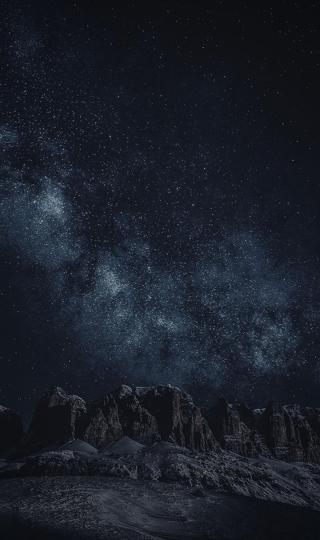 夜晚的落基山和星空手机壁纸图片