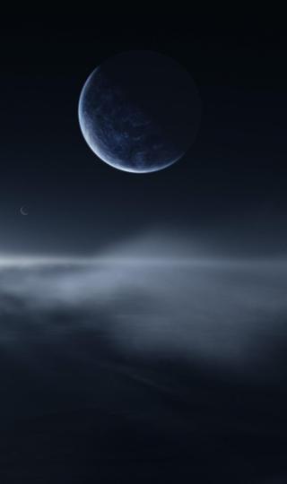 云上的弯月风景奇幻背景图