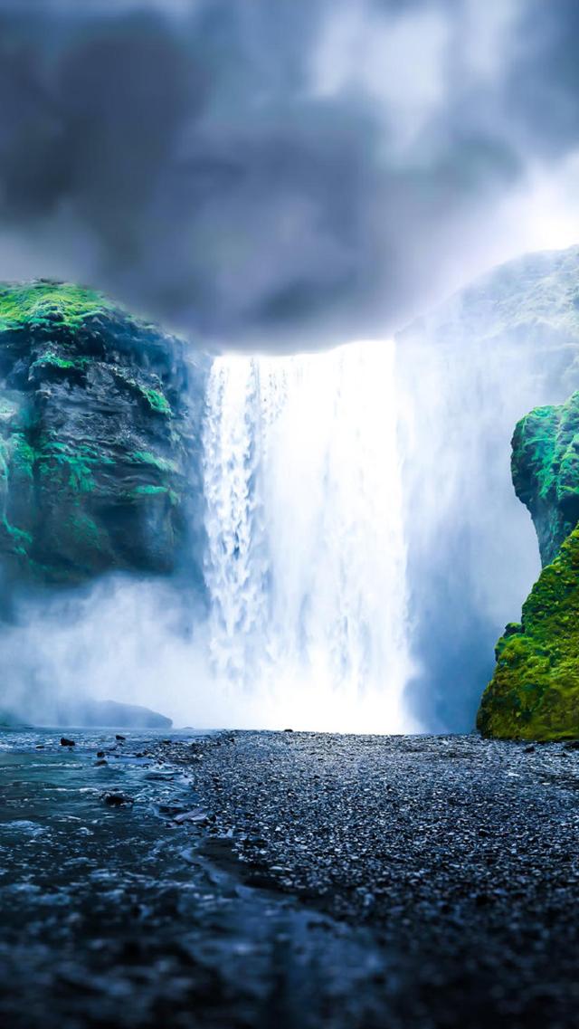 冰岛瀑布风景高清手机壁纸
