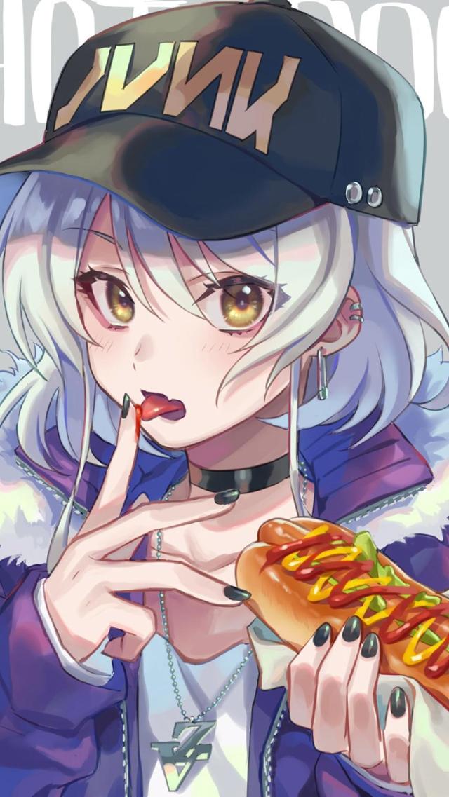 高清吃美食 披萨 小女孩 鸭舌帽背景图