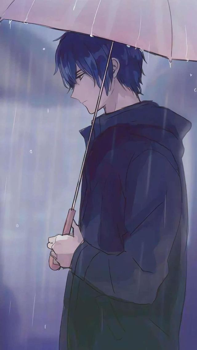 雨中的动漫男孩背景图