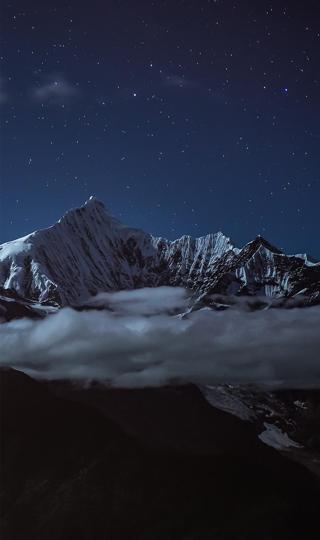雪山唯美神秘星空夜景高清手机壁纸