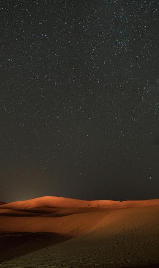 好看的夜晚的沙漠星空背景图