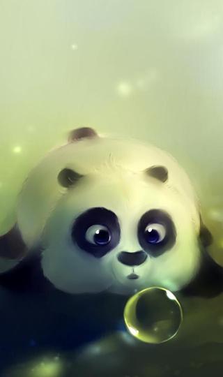 吹泡泡的小熊猫背景图