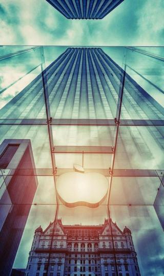 极酷苹果商店纽约市窗口反射壁纸图片