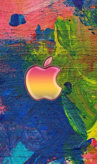 彩色画架上的苹果标志手机壁纸图片下载
