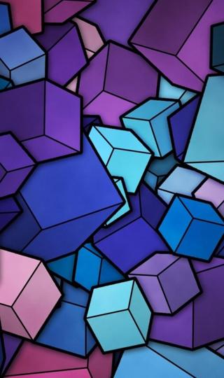 好看的蓝紫色立方体图片壁纸