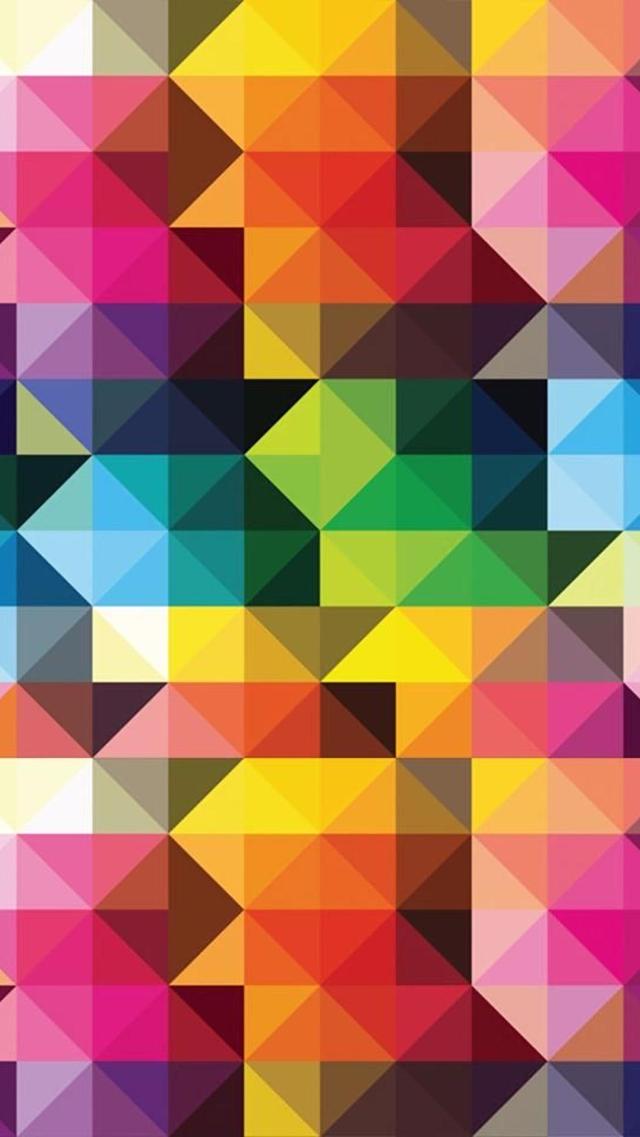 彩虹色正方形高清手机壁纸