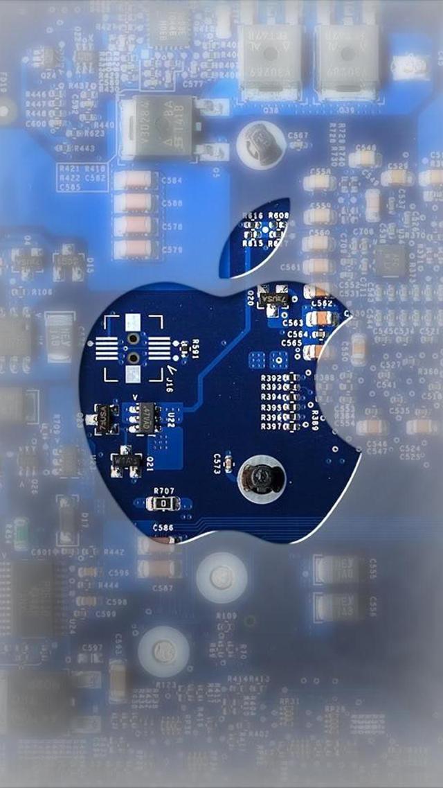 芯片板上的苹果徽标手机壁纸大图