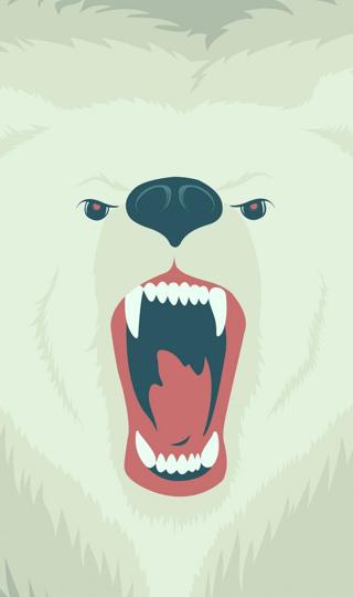 凶猛北极熊插画高清手机壁纸