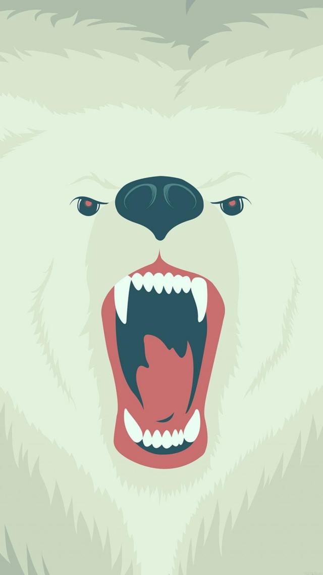 凶猛北极熊插画高清手机壁纸