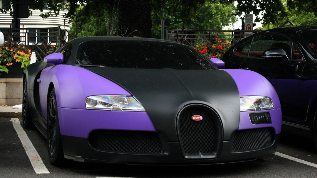 紫色布加迪汽车图片