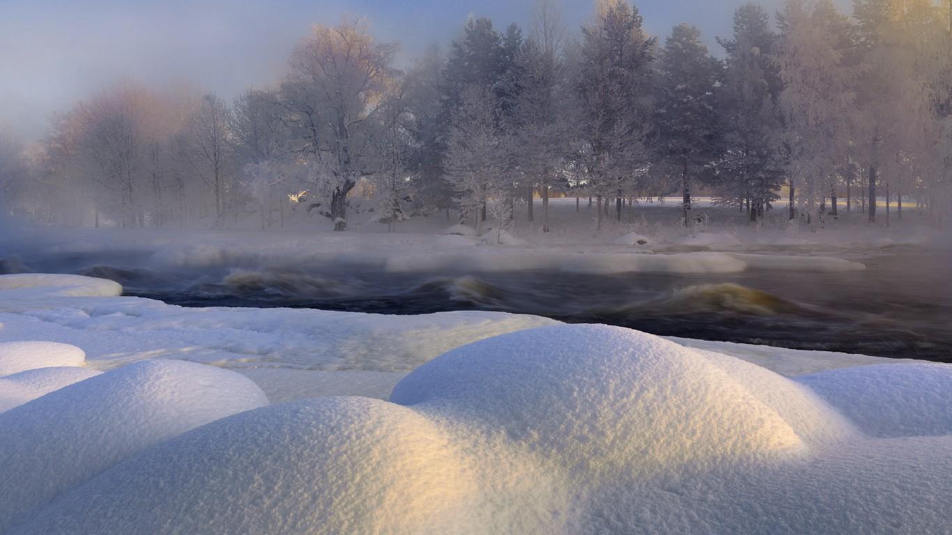 瑞典美丽的冬天风景壁纸桌面4