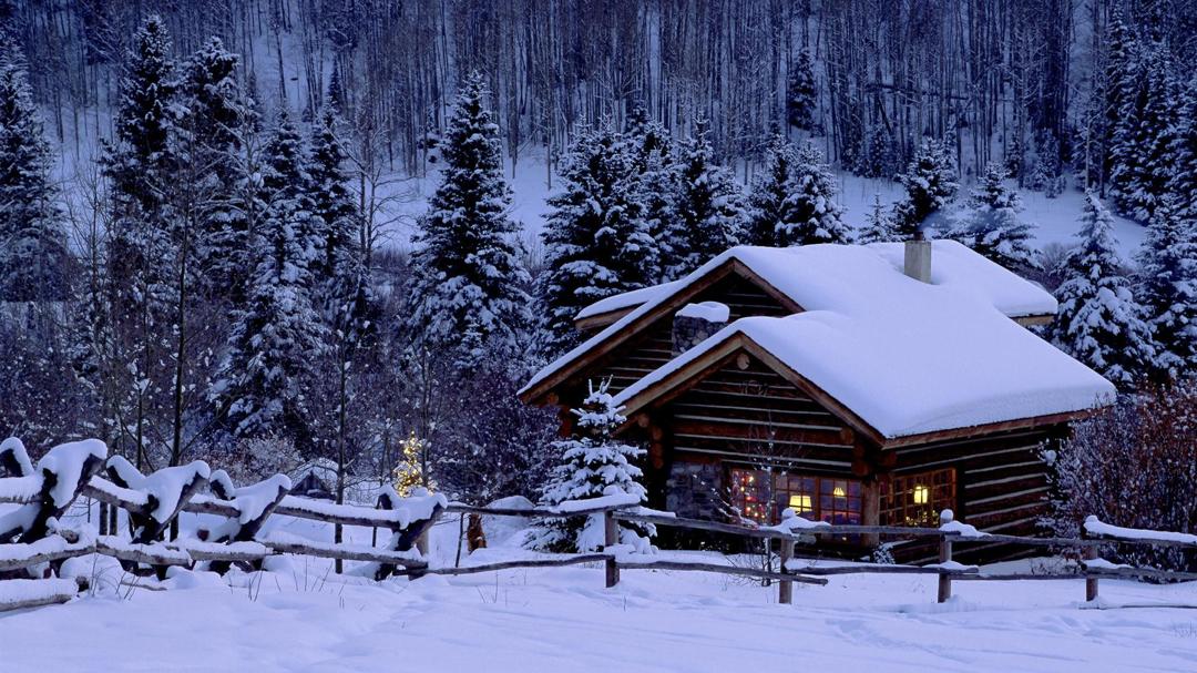 美丽的山村雪景壁纸