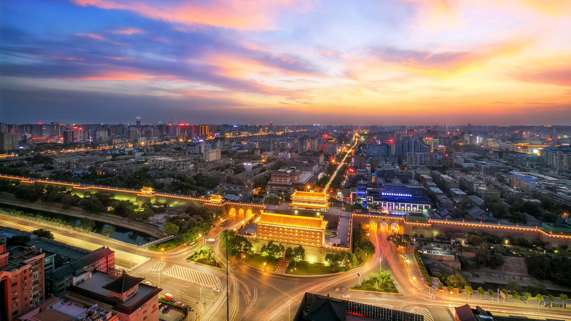 西安景色的图片欣赏，城市夜景电脑桌面壁纸1