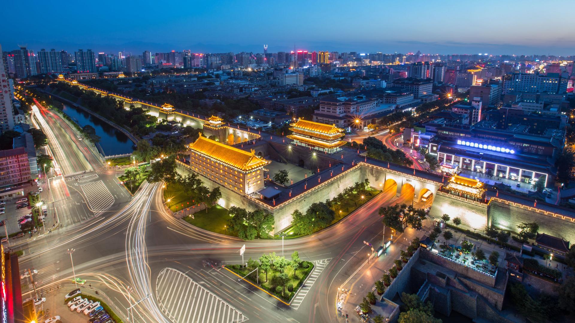 西安景色的图片欣赏，城市夜景电脑桌面壁纸3