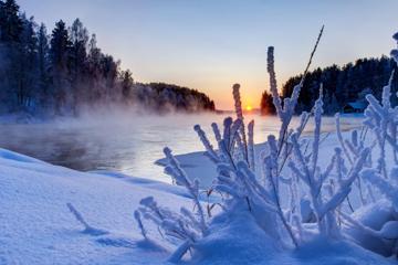 自然,冬天,雪地,河流,天空,高清图片