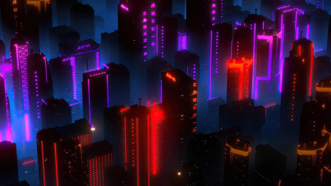 城市建筑 霓虹灯电脑壁纸大图