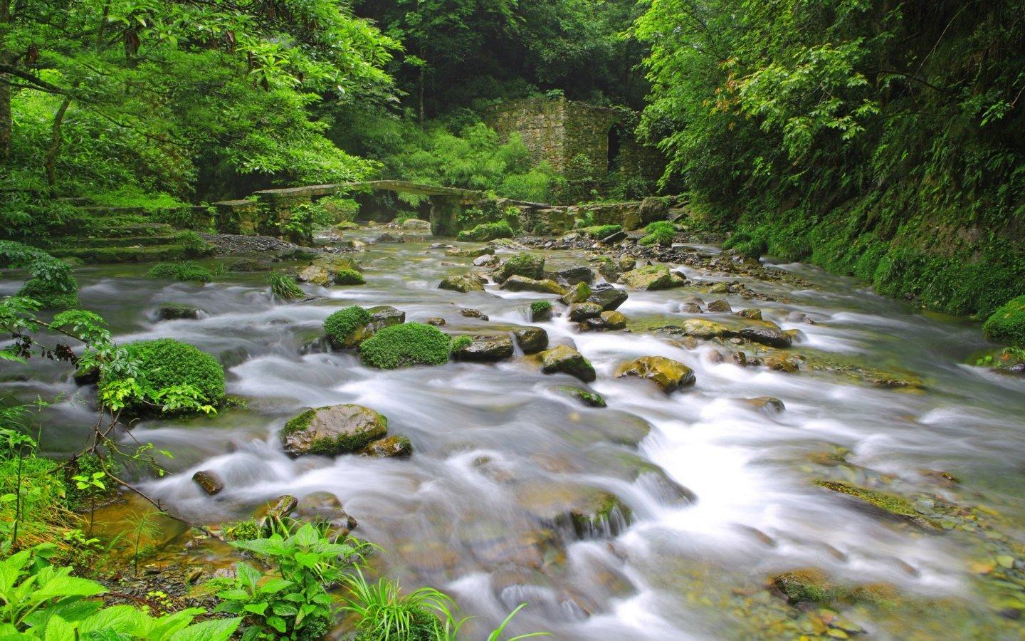 高清潺潺溪流美如画风景壁纸桌面13