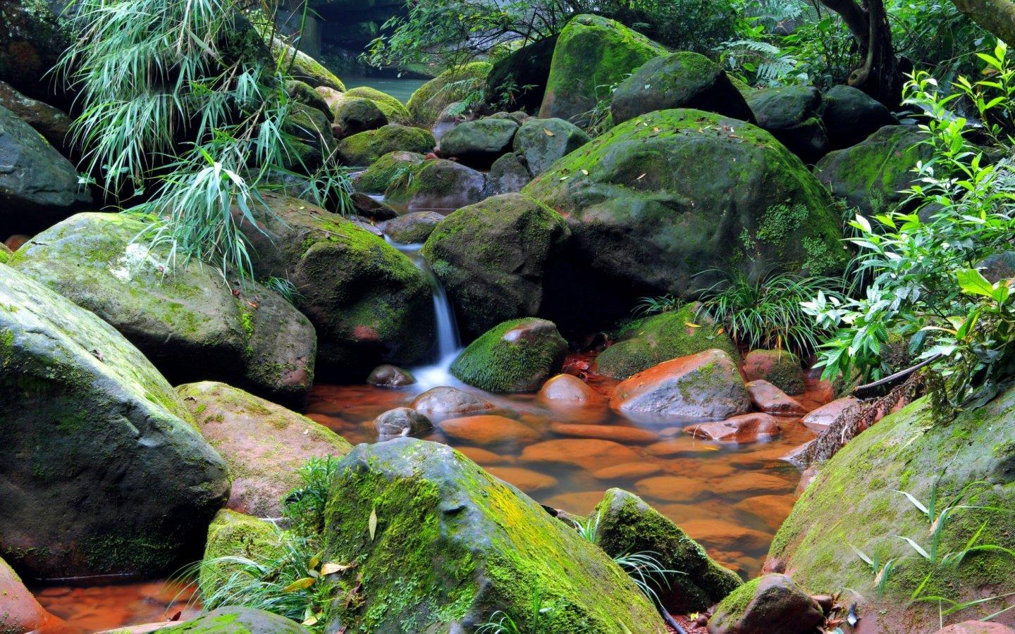 高清潺潺溪流美如画风景壁纸桌面1