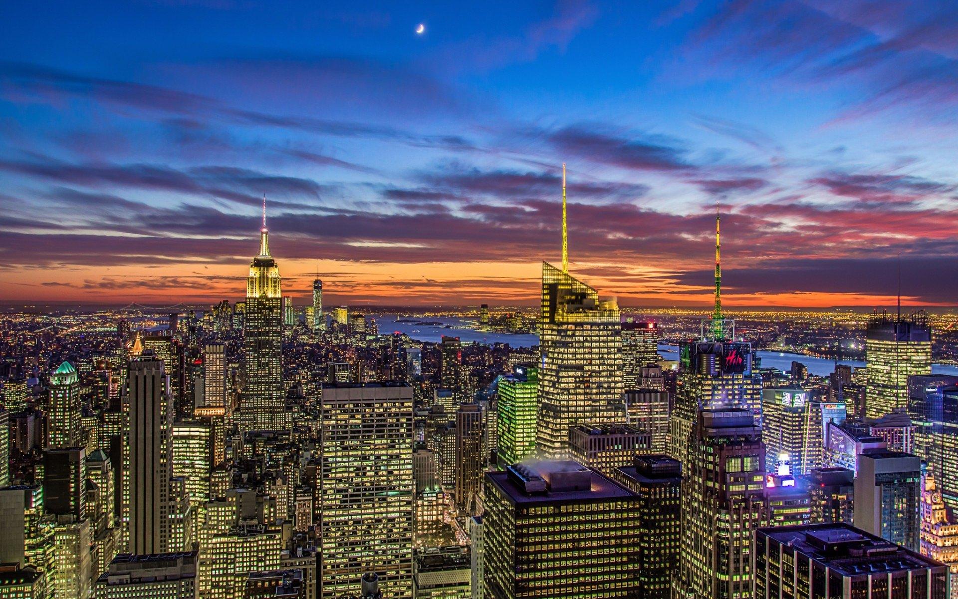 美国纽约曼哈顿夜景高清壁纸图片1