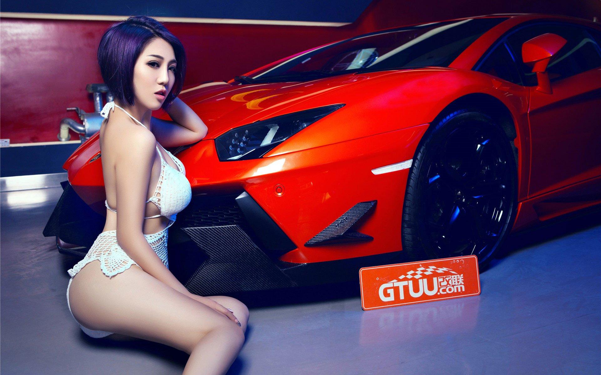 香车美女王尔琳和兰博基尼lp700墙纸高清壁纸下载11
