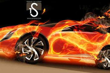 高清3d火焰汽车视觉设计桌面壁纸
