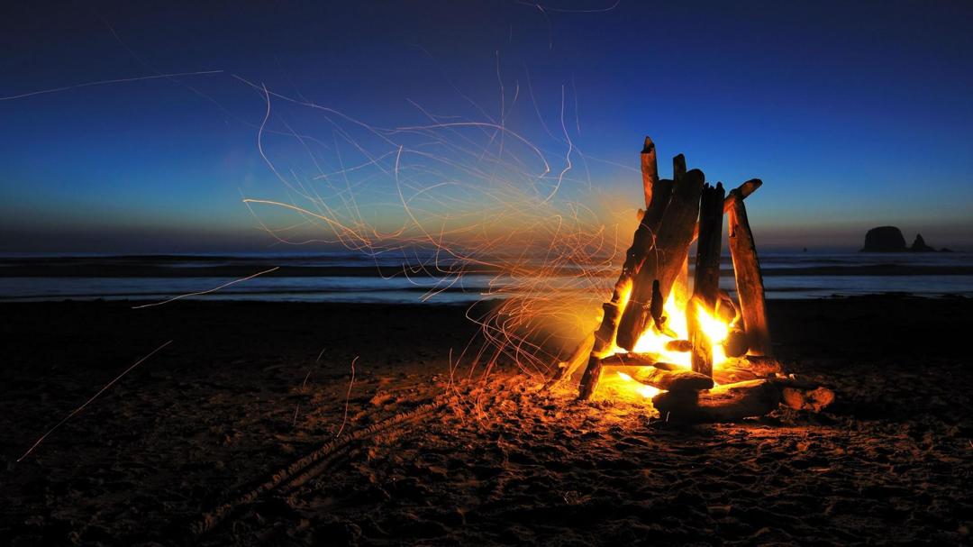 自然,海滩,篝火,新年风景图片