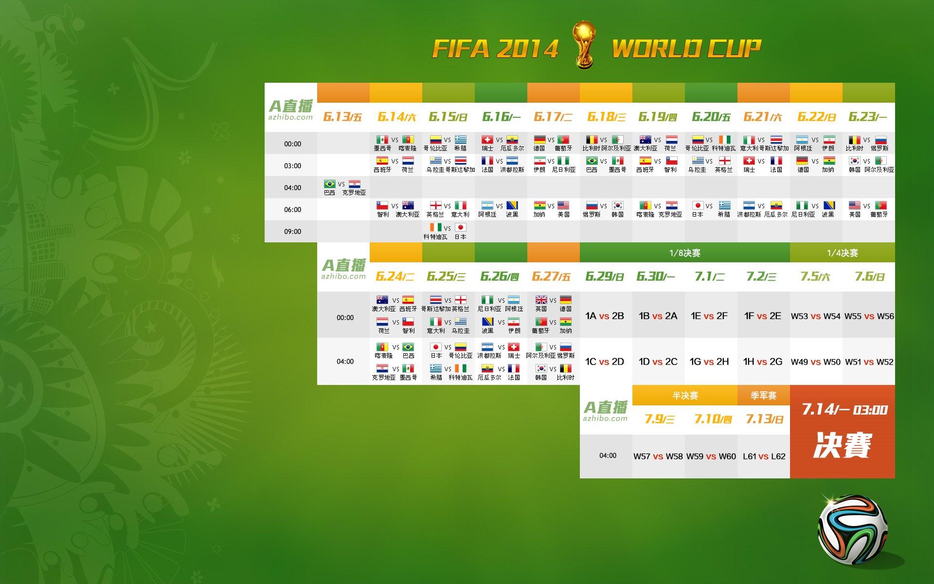 高清2014世界杯赛程壁纸5