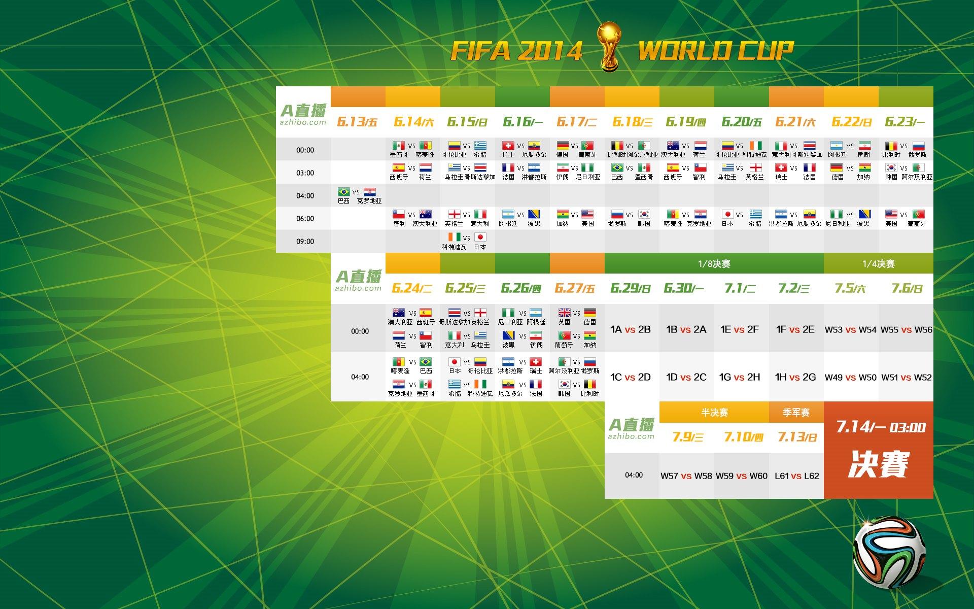 高清2014世界杯赛程壁纸1