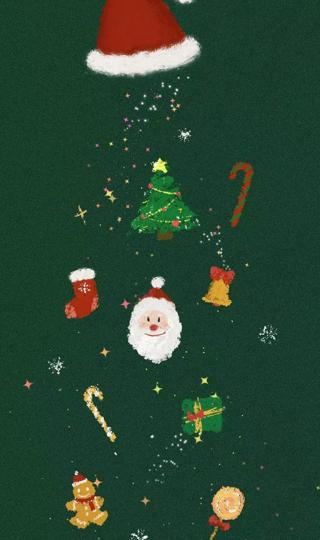 手绘的圣诞节手机壁纸图片
