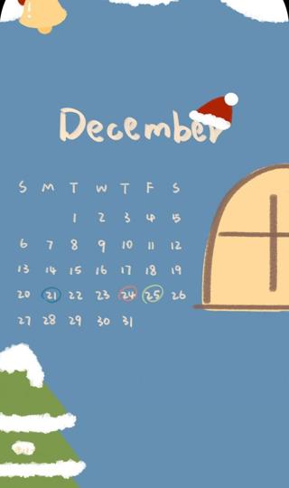 12月卡通日历手机壁纸大图