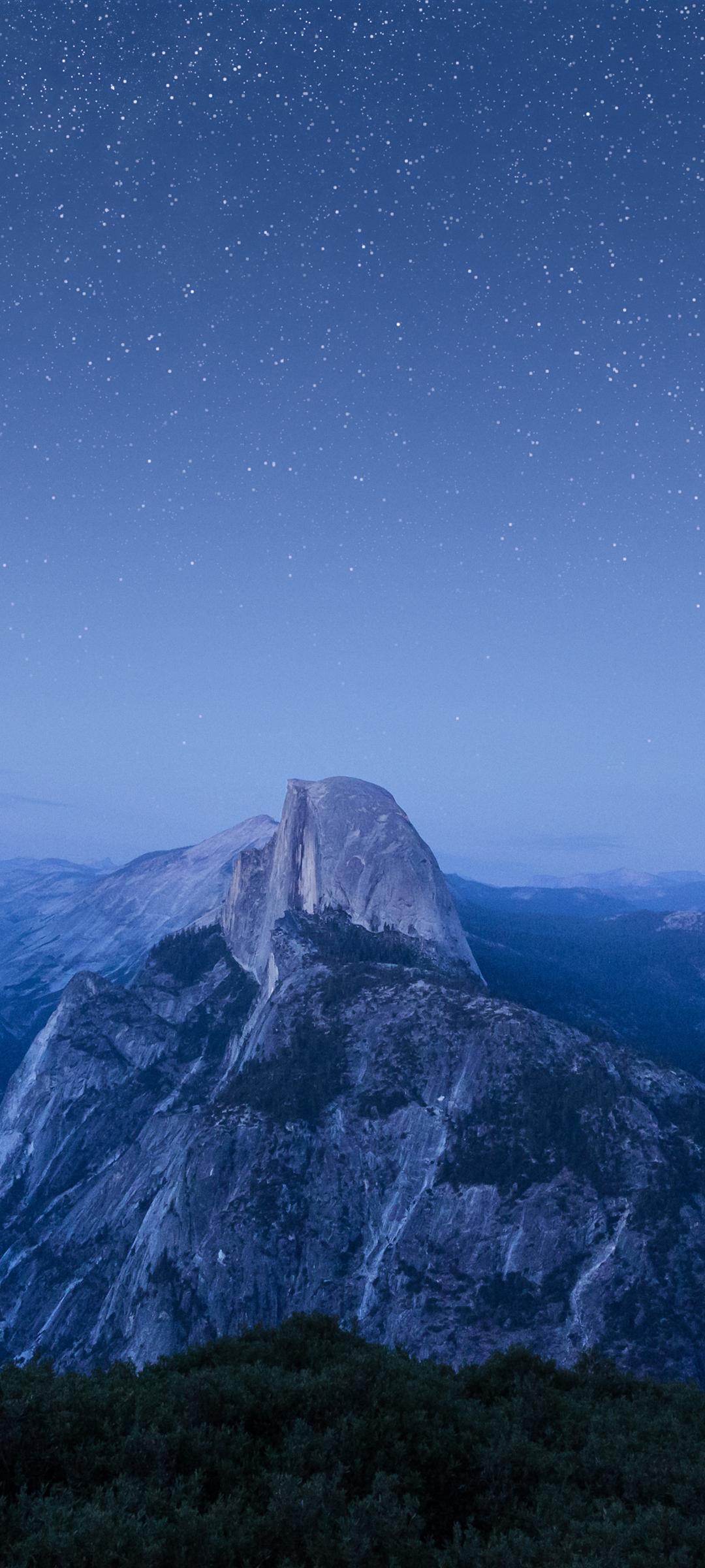 星空 山 苹果风景手机壁纸