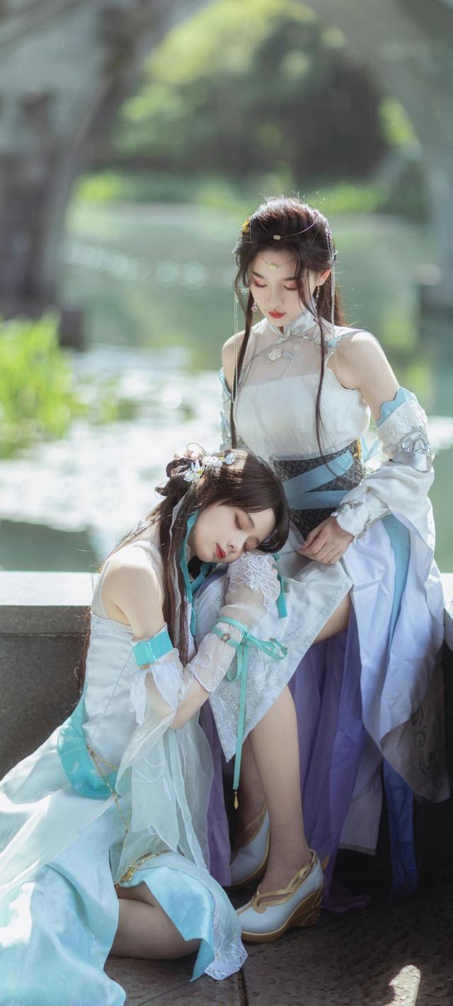 cosplay古装美女姐妹全屏手机桌面壁纸