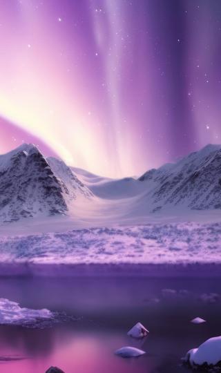 紫色极光风景手机壁纸