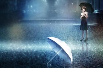 雨中撑伞的女孩唯美图片高清动漫壁纸