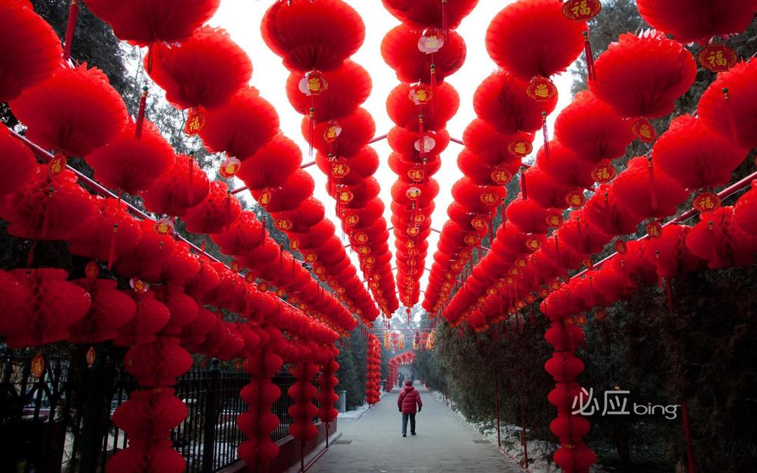 红红的灯笼中国新年bing壁纸