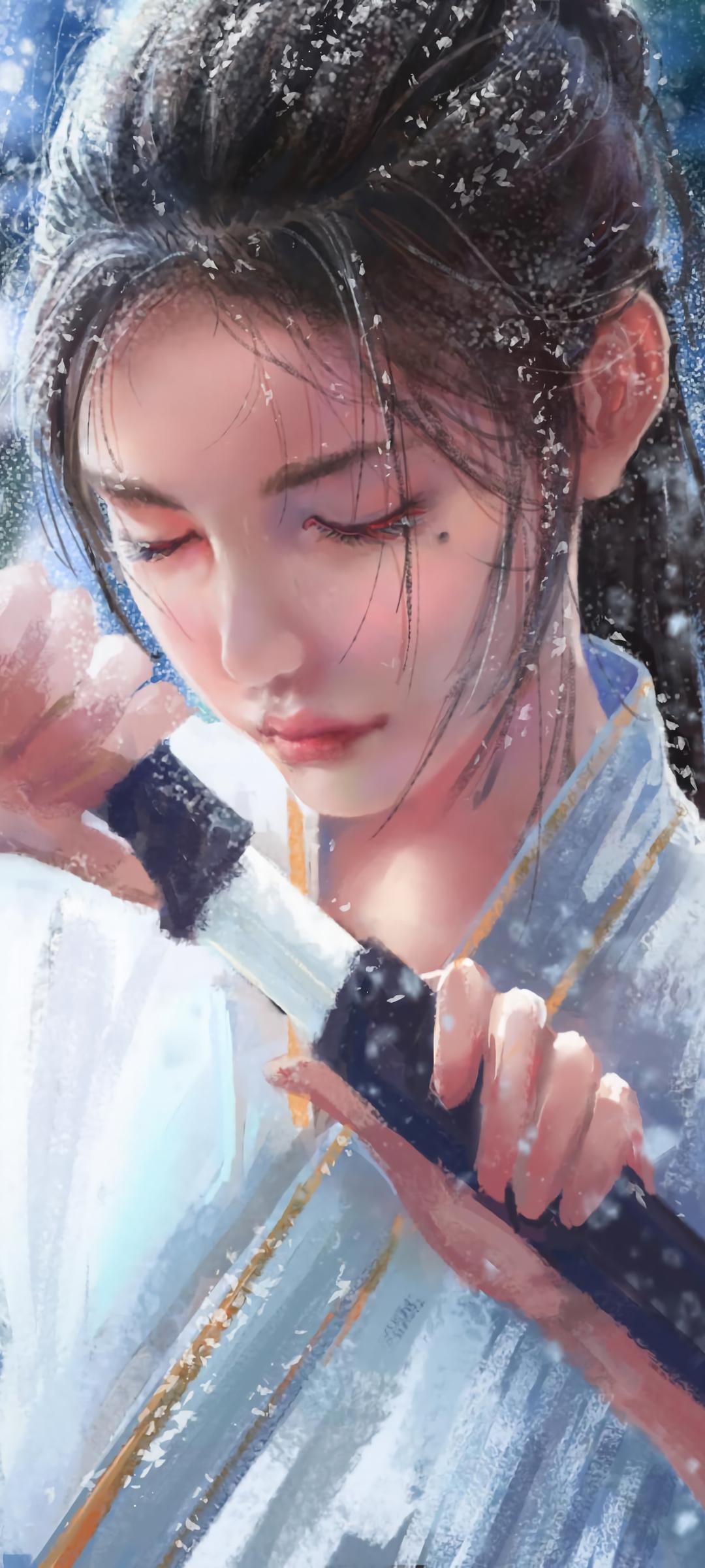 雪竹美女剑动漫手机壁纸