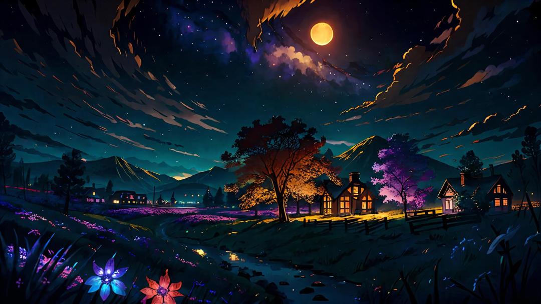 动漫月夜图唯美风景壁纸